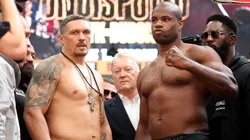 Oleksandr Usyk faces off against Daniel Dubois ahead of the IBF, IBO, WBC and WBO Heavyweight Titles Fight between Oleksandr Usyk and Daniel Dubois during the 'Undisputed' weigh in at BOXPARK Wembley on July 18, 2025.
