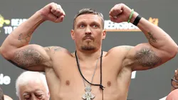 Oleksandr Usyk poses for a photograph as he weighs in during the 'Undisputed' weigh in at BOXPARK Wembley on July 18, 2025.