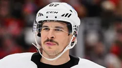 Sidney Crosby of the Pittsburgh Penguins in action during an away game