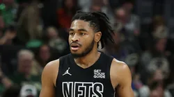 Cam Thomas #24 of the Brooklyn Nets handles the ball during a game against the Milwaukee Bucks