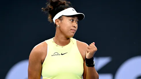 Naomi Osaka of Japan celebrates after winning a point in her match against Karolina Pliskova of the Czech Republic during Brisbane Open.