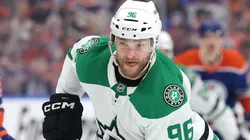 Mikko Rantanen #96 of the Dallas Stars plays the puck against the Edmonton Oilers during the first period in Game Four of the Western Conference Final of the 2025 Stanley Cup Playoffs at Rogers Place on May 27, 2025 in Edmonton, Alberta, Canada.