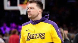 Luka Doncic #77 of the Los Angeles Lakers warms up prior to the game against the Minnesota Timberwolves in Game One of the Western Conference First Round NBA Playoffs.