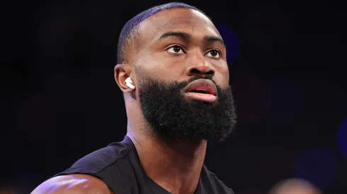 Jaylen Brown #7 of the Boston Celtics warms up before playing the New York Knicks in Game Six of the Eastern Conference Second Round NBA Playoffs at Madison Square Garden on May 16, 2025 in New York City.
