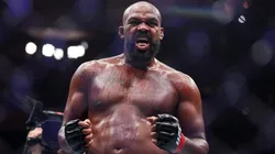 Jon Jones of the United States of America reacts after his TKO victory against Stipe Miocic of the United States of America in the UFC heavyweight championship fight during the UFC 309 event at Madison Square Garden on November 16, 2024 in New York City.