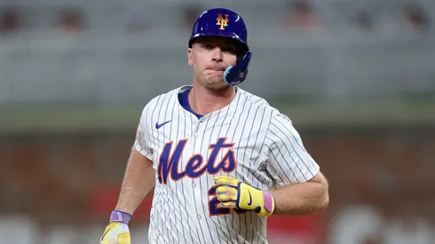 Pete Alonso #20 of the New York Mets runs around the bases after hitting a three-run home run against the American League during the sixth inning of the MLB All-Star Game.