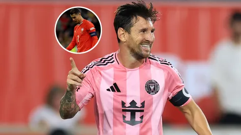 Lionel Messi #10 of Inter Miami CF and Cristiano Ronaldo.