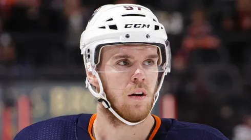 Connor McDavid #97 of the Edmonton Oilers looks on in a game against the Ottawa Senators at Canadian Tire Centre on March 22, 2018 in Ottawa, Ontario, Canada.