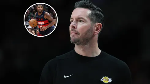 Head coach JJ Redick of the Los Angeles Lakers and Marcus Smart.