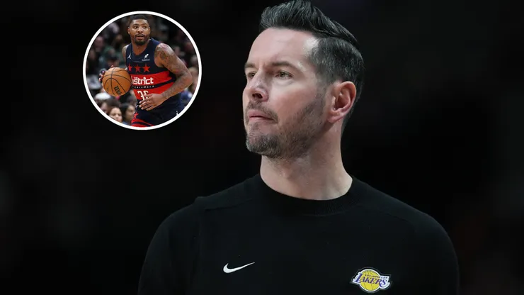 Head coach JJ Redick of the Los Angeles Lakers and Marcus Smart.