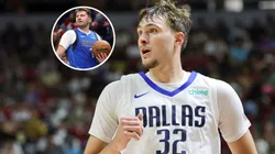 Cooper Flagg #32 of the Dallas Mavericks and Luka Doncic playing for Dallas Mavericks.