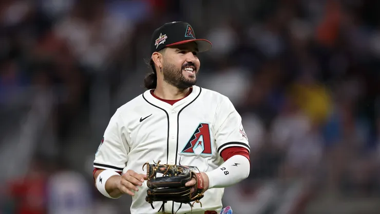 Eugenio Suárez #28 of the Arizona Diamondbacks reacts during the ninth inning of the MLB All-Star Game at Truist Park on July 15, 2025 in Atlanta, Georgia.