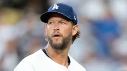 Clayton Kershaw reacts after getting a third out vs the White Sox on July 02, 2025 in Los Angeles.