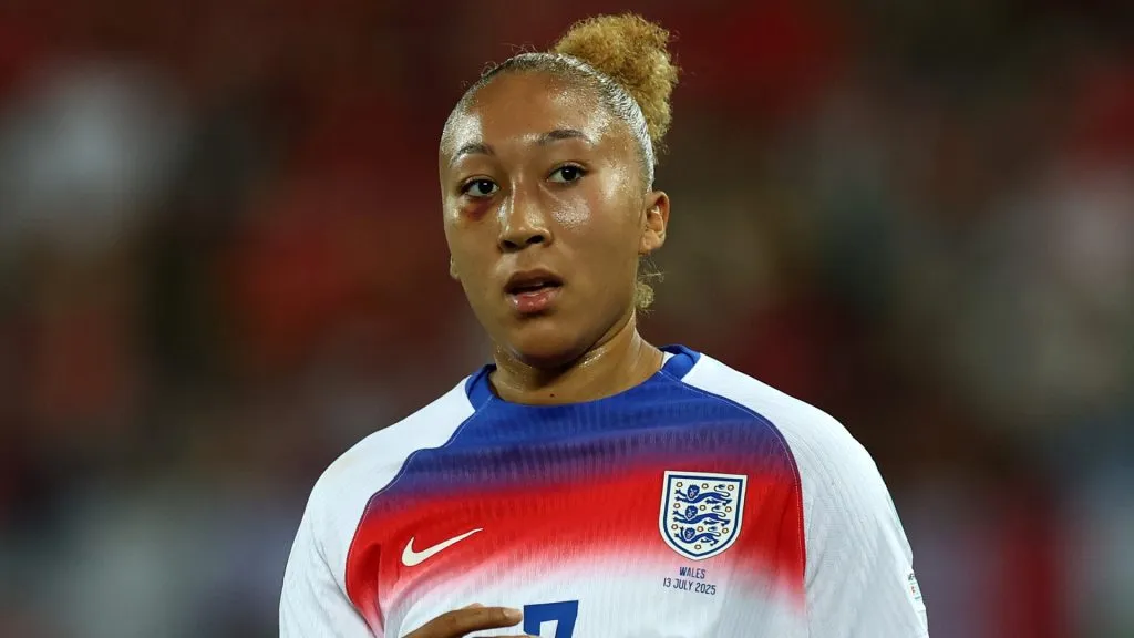Lauren James of England looks on during the UEFA Women’s EURO 2025 Group D match between England and Wales at Arena St. Gallen on July 13, 2025. (Source: Eddie Keogh/Getty Images)