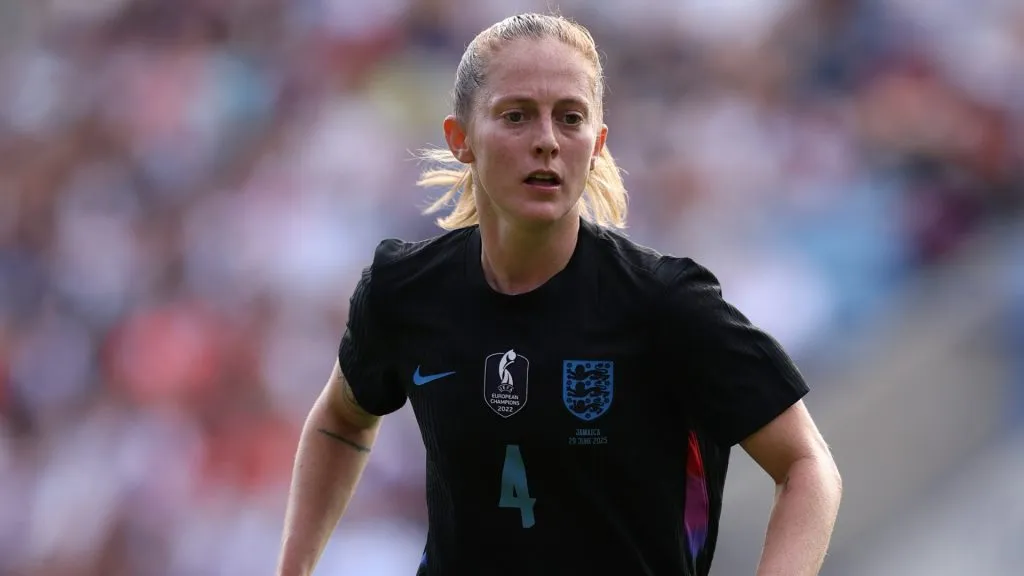 Keira Walsh of England during the Women’s international friendly match between England and Jamaica at The King Power Stadium on June 29, 2025. (Source: Alex Livesey/Getty Images)