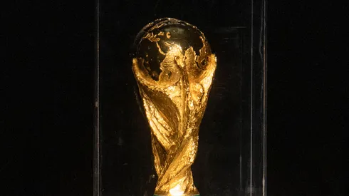 Detailed view of the 2026 World Cup trophy.
