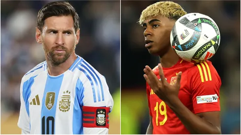 Lionel Messi of Argentina and Lamine Yamal of Spain.