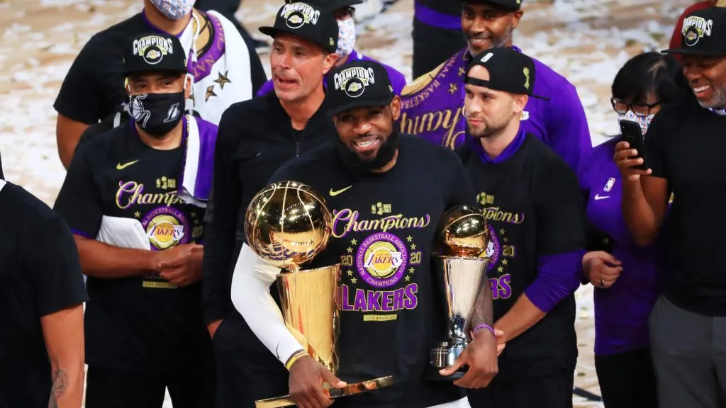Los Angeles Lakers lifting the 2020 NBA championship