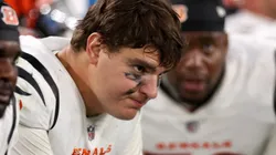 Defensive end Trey Hendrickson #91 of the Cincinnati Bengals looks on from the bench during the fourth quarter against the Baltimore Ravens at M&T Bank Stadium on November 16, 2023 in Baltimore, Maryland.