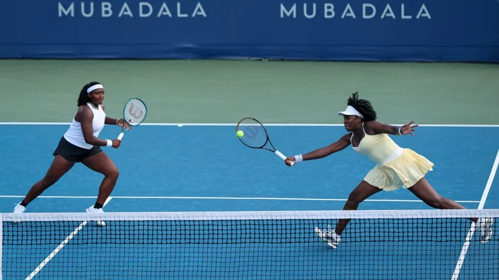 Venus Williams and Hailey Baptiste playing doubles (Getty Images)