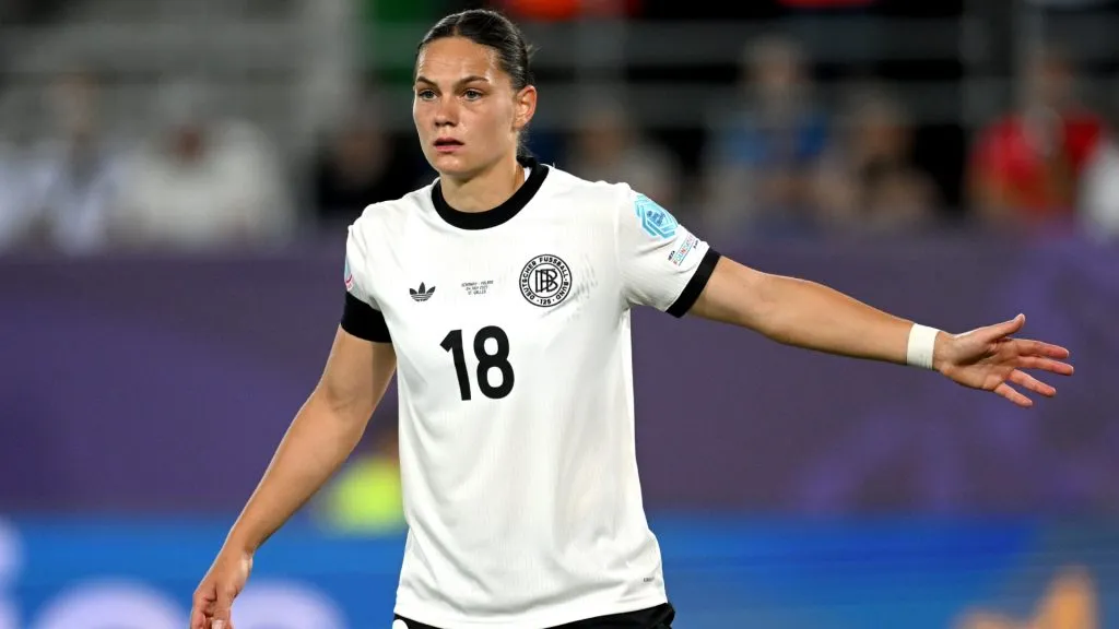 Giovanna Hoffmann of Germany looks on during the UEFA Women’s EURO 2025 Group C match between Germany and Poland at Arena St. Gallen on July 04, 2025. (Source: Matthias Hangst/Getty Images)
