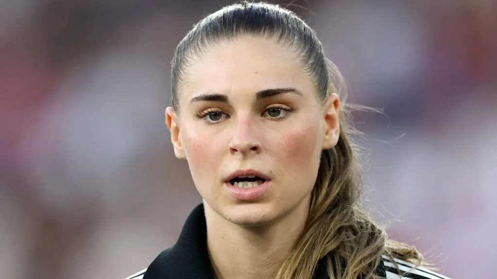 Jule Brand of Germany looks on prior to the UEFA Women’s EURO 2025 Quarter-Final match between France and Germany at St. Jakob-Park on July 19, 2025. (Source: Eddie Keogh/Getty Images)