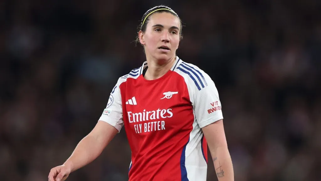Mariona Caldentey of Arsenal during the UEFA Women’s Champions League Quarter Finals Second Leg match between Arsenal FC and Real Madrid CF on March 26, 2025. (Source: Alex Pantling/Getty Images)