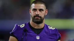 Mark Andrews #89 of the Baltimore Ravens looks on from the sidelines against the Tennessee Titans during the second half at M&T Bank Stadium on August 11, 2022 in Baltimore, Maryland.