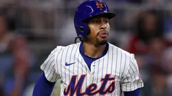 Francisco Lindor #12 of the New York Mets lines out during the fifth inning of the MLB All-Star Game at Truist Park on July 15, 2025 in Atlanta, Georgia.