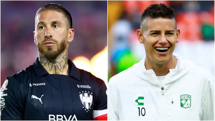 Sergio Ramos of Monterrey looks on prior the 2nd round match as part of the Torneo Apertura 2025 Liga MX — James Rodriguez of Leon looks on during the warms up prior the 1st round match as part of the Torneo Apertura 2025 Liga MX.