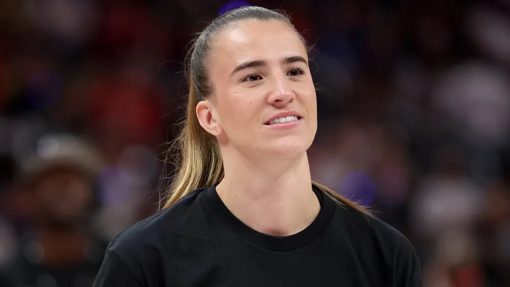 Sabrina Ionescu #20 of the New York Liberty wears a shirt saying “Pay us what you owe us” prior to the 2025 AT&T WNBA All-Star Game at Gainbridge Fieldhouse on July 19, 2025. (Source: Steph Chambers/Getty Images)