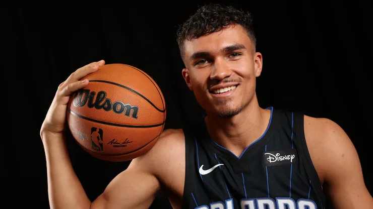 Tristan da Silva #23 of the Orlando Magic poses for a portrait during the 2024 NBA Rookie Photo Shoot at UNLV on July 16, 2024.