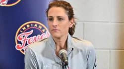 Head coach Stephanie White of the Indiana Fever speaks during a press conference after the game against the Atlanta Dream at State Farm Arena on May 22, 2025.