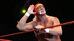 Hulk Hogan gestures to the audience during his Hulkamania Tour at the Burswood Dome on November 24, 2009.