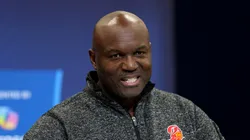 Todd Bowles speaks to the media during the NFL Combine on February 25, 2025 in Indianapolis.