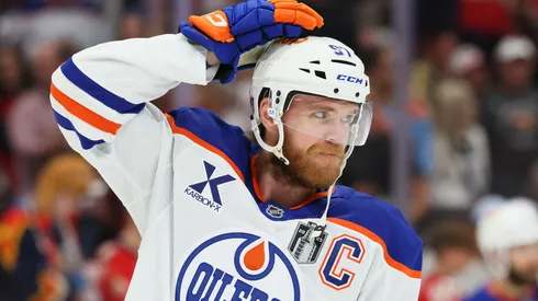 Connor McDavid skates during an Oilers practice ahead of potential contract negotiations for the 2025-26 season.