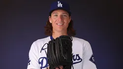 Tyler Glasnow #31 of the Los Angeles Dodgers poses for a portrait during photo day at Camelback Ranch on February 21, 2024.