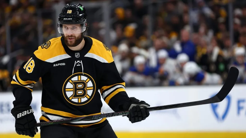 Pavel Zacha #18 of the Boston Bruins looks on during the first period against the Buffalo Sabres at TD Garden on December 21, 2024 in Boston, Massachusetts. (Photo by Maddie Meyer/Getty Images)