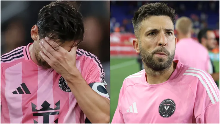 Lionel Messi #10 of Inter Miami CF and Jordi Alba #18 of Inter Miami CF.