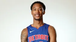 Ron Holland II #00 of the Detroit Pistons poses for a portrait during the 2024 NBA Rookie Photo Shoot at UNLV on July 17, 2024.