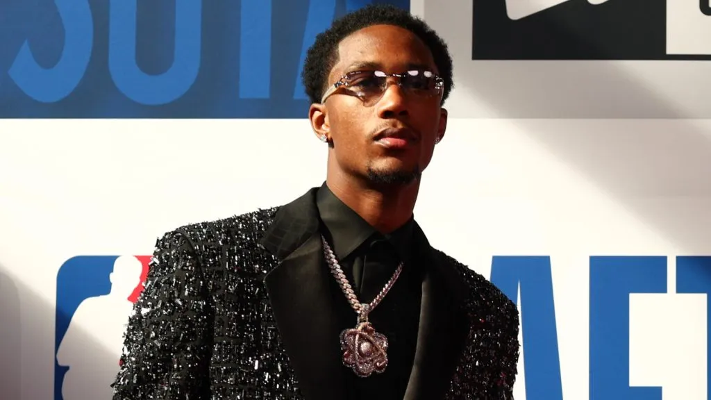 Ron Holland arrives prior to the first round of the 2024 NBA Draft at Barclays Center on June 26, 2024. (Source: Sarah Stier/Getty Images)