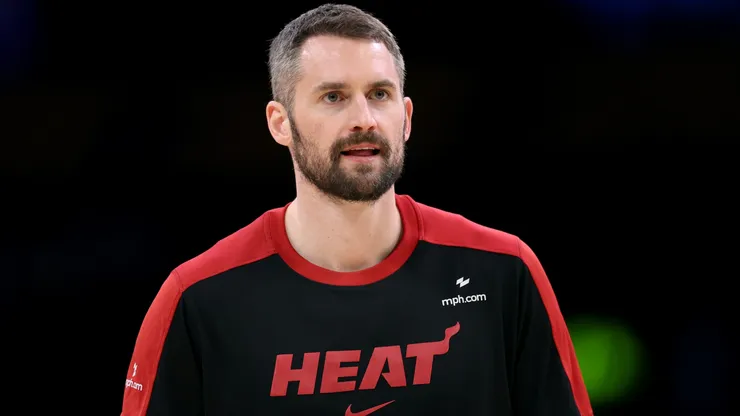 Kevin Love during warm up before a game between the Miami Heat and the Los Angeles Lakers at Crypto.com Arena on January 15, 2025.