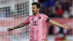 Lionel Messi of Inter Miami celebrates after scoring a goal.