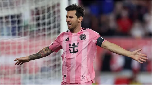 Lionel Messi of Inter Miami celebrates after scoring a goal.