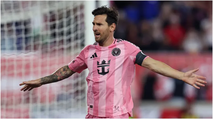 Lionel Messi of Inter Miami celebrates after scoring a goal.