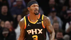 Bradley Beal #3 of the Phoenix Suns controls the ball during the first half of the Emirates NBA Cup game against the San Antonio Spurs at Footprint Center on December 03, 2024 in Phoenix, Arizona.