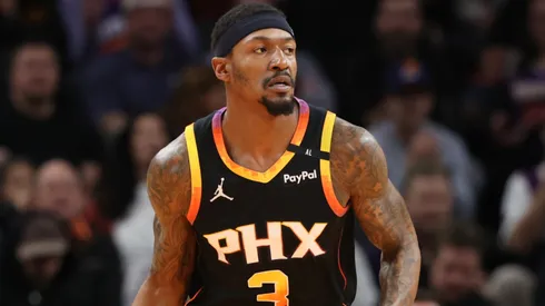 Bradley Beal #3 of the Phoenix Suns controls the ball during the first half of the Emirates NBA Cup game against the San Antonio Spurs at Footprint Center on December 03, 2024 in Phoenix, Arizona.