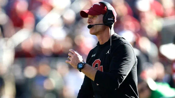 Head coach Brent Venables of the Oklahoma Sooners looks on as Oklahoma takes on Navy during the second half of the Lockheed Martin Armed Forces Bowl at Amon G. Carter Stadium on December 27, 2024 in Fort Worth, Texas.