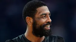 Kyrie Irving #11 of the Dallas Mavericks and Shaq's OGs looks on during 2025 NBA All-Star Practice & Media Availability at Oakland Arena on February 15, 2025 in Oakland, California.