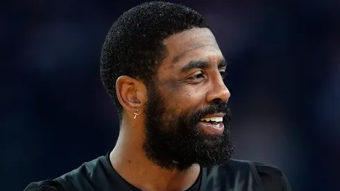 Kyrie Irving #11 of the Dallas Mavericks and Shaq's OGs looks on during 2025 NBA All-Star Practice & Media Availability at Oakland Arena on February 15, 2025 in Oakland, California.